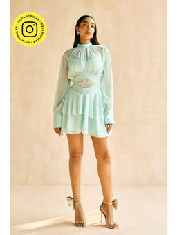 Lea Clothing - Misty Blue Tiered Ruffled Dress