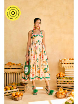 Lea Clothing - Womens Citrus Orchard Halter Dress