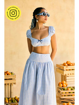 Lea Clothing - Womens Blueberry Gingham Crop Top