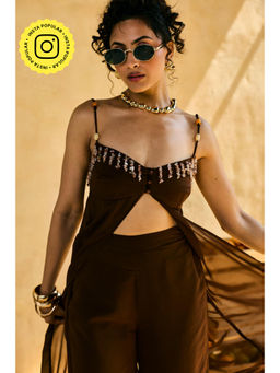 Lea Clothing - Womens Juhi Cocoa Ember Bustier Top