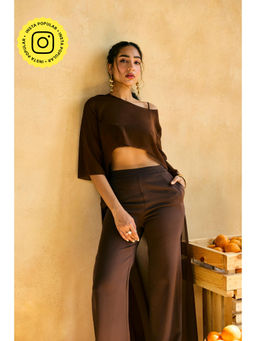 Lea Clothing - Womens Cocoa Dune Cape Top And Bralette