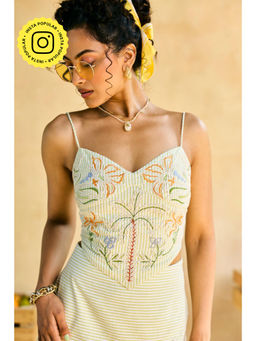 Lea Clothing - Womens Palm Whisper Embroidered Top