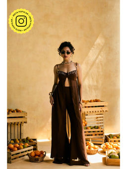 Lea Clothing - Brown Juhi Cocoa Wide-Leg Trousers