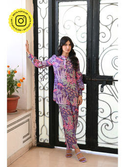 Mahee Jaipur - Purple Leafy Co-Ord Set (Set of 2)