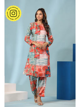 Mahee Jaipur - Orange And Blue Abstract Print Co-Ord (Set of 2)