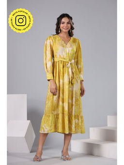 Mahee Jaipur - Sassy Mustard Muslin Summer Dress (Set of 2)