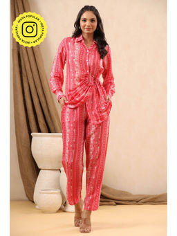 Mahee Jaipur - Pink Lining Loop Pattern Co-Ord (Set of 2)