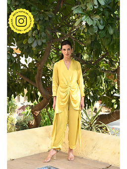 Mahee Jaipur - Yellow Pure Satin Co-Ord (Set of 2)