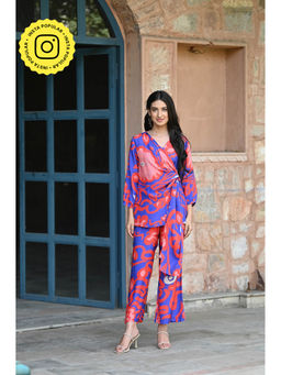 Mahee Jaipur - Chic Blue & Red Wave Co-Ord (Set of 2)