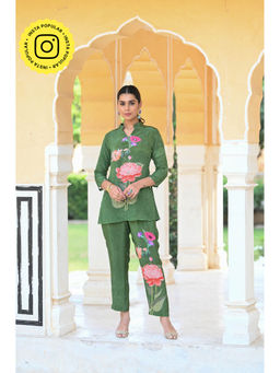 Mahee Jaipur - Green Floral Placement Co-Ord (Set of 2)