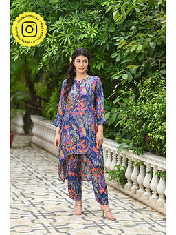 Mahee Jaipur - Purple Iris Floral Brush Print Co-Ord (Set of 2)