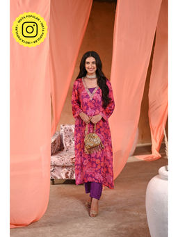Mahee Jaipur - Pink and Purple Nazakat Kurta with Pant (Set of 2)