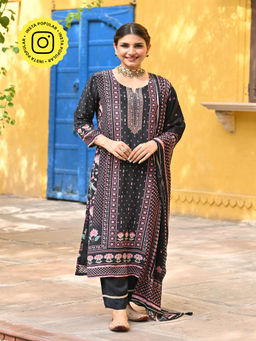 Mahee Jaipur - Black Spread Gota Work Kurta With Pant And Dupatta