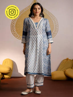 Mahee Jaipur - White Print Muslin Kurta With Pant And Dupatta