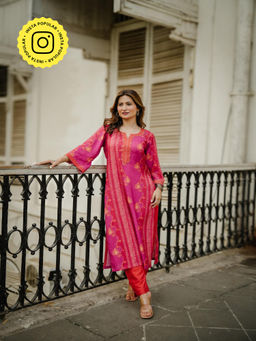 Mahee Jaipur - Pink Print Muslin Kurta With Pant