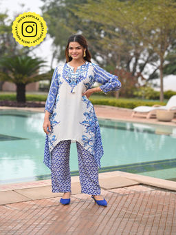 Mahee Jaipur - Blue Spring Placement Kurta With Pant