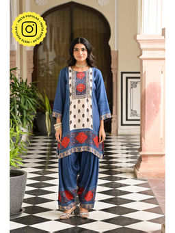 Mahee Jaipur - Blue Muslin Printed Kurta With Salwar