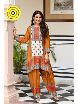 Mahee Jaipur - Mustard Muslin Printed Kurta With Salwar