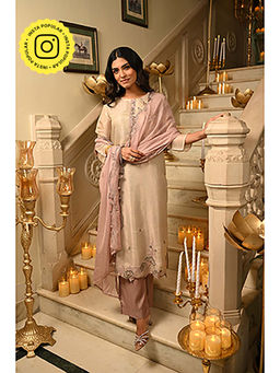 Mahee Jaipur - Pink Muslin Embroidered Kurta With Pant & Dupatta