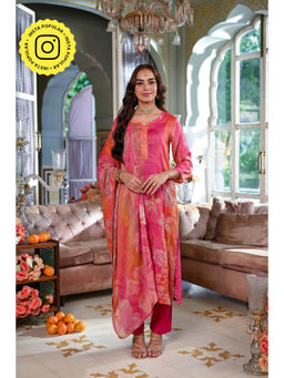 Mahee Jaipur - Pink Embroidered Kurta with Pant & Dupatta