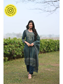 Mahee Jaipur - Ajrakh and Block Print Muslin Kurta with Pant & Dupatta