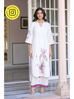 Mahee Jaipur - Off White Floral Print Kurta with Palazzo