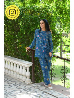 Mahee Jaipur - Fiesty Blue Coordinated Muslin Co-Ord Set