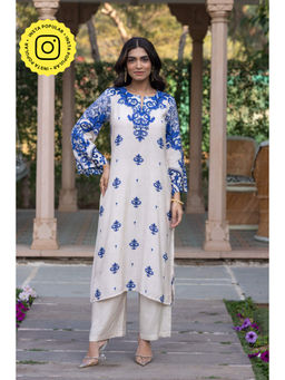 Mahee Jaipur - Off White Buti Print Muslin Kurta With Pant