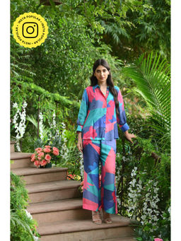 Mahee Jaipur - Multi-Colour Geometric Botanic Design Co-Ord Set