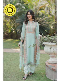 Mahee Jaipur - Noor Mahal Mint Green Muslin Kurta With Pant & Dupatta