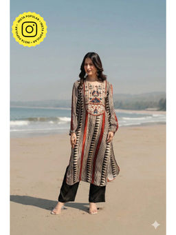 Mahee Jaipur - Beige With Red And Black Noor Kurta With Pant