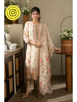 Mahee Jaipur - Gulbahar Wrinkled Mul Chanderi Kurta With Pant & Dupatta