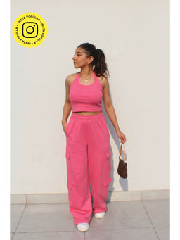 Obleka - Rib Halter French Terry Crop Top with Cargo Pant (Set of 2)