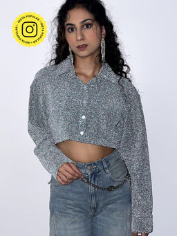 Obleka - Silver Cotton Shimmer Boxer Shirt