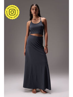 Obleka - Grey Seamless Braided Halter Cotton Elastane Co-Ord (Set of 2)
