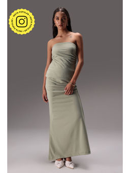 Obleka - Green Sage Ruched Tube Crepe Co-Ord (Set of 2)