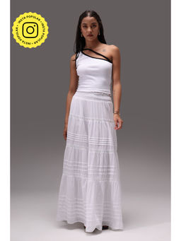 Obleka - White Yin Yang One Shoulder Rib Co-Ord (Set of 2)