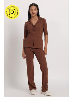 Obleka - Brown Rib Long Co-Ord Set