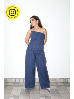 Obleka - Women Jacquard Blue Co-Ord Set