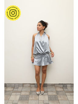 Obleka - Women Silk Silver Co-Ord Set