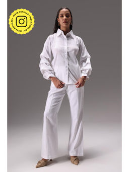 Obleka - White Ruffle Cotton Linen Shirt & Cotton Duck Pant