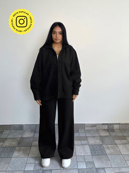 Obleka - Black Shacket Cotton Co-Ord Set