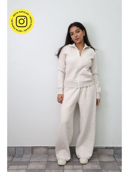 Obleka - Beige Oatmeal Cotton Zipper Co-Ord Set