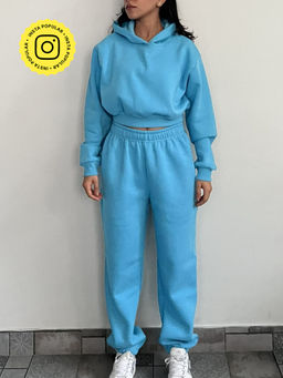Obleka - Light Blue Cropped Cotton Co-Ord Set