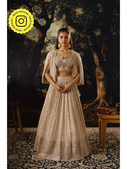 PRATAPSONS HERITAGE - Champagne Embellished Lehenga Set with Short Cape
