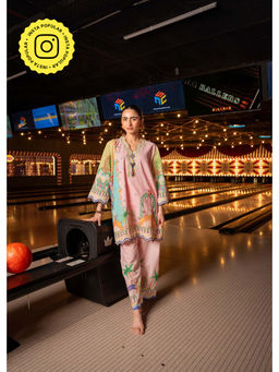 Pratapsons - Pastel Pink Tropical Printed Cotton Co-Ord Set
