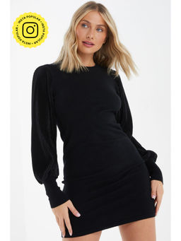 Quiz Clothing - Black Light Knit Long Sleeve Bodycon Dress