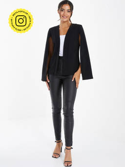 Quiz Clothing - Black Split Sleeve Blazer