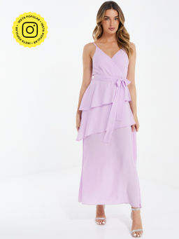 Quiz Clothing - Lilac Chiffon Frill Detail Strappy Maxi Dress (Set of 2)