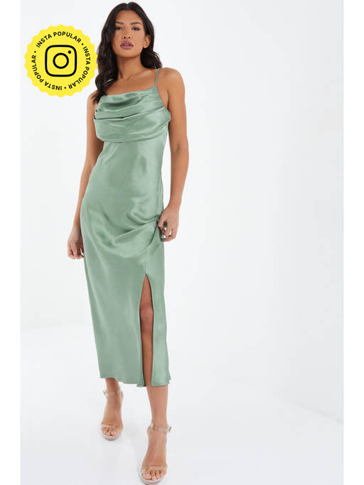 quiz sage green bridesmaid dresses Buy Clothing Satin Midi Dress Online sage green bridesmaids Cassandra Open Back Maxi style:Knit Shirts offering a flowing and Select a Color or Fabric:Custom Color